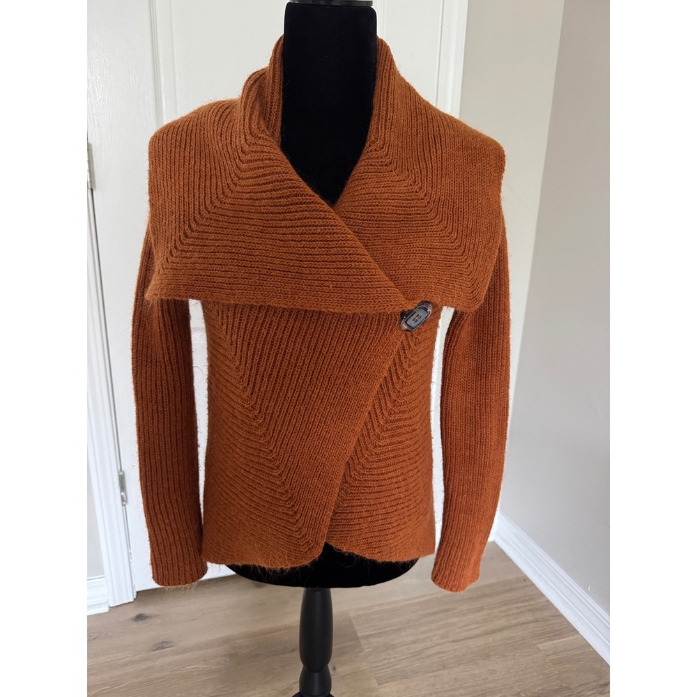Elisabetta Collection Rust Mohair Wool Blend Wrap Cardigan Made in Italy M